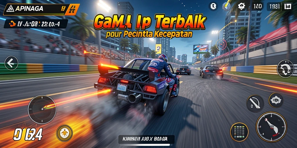 Tangkapan layar menunjukkan aksi balap seru di APINAGA.