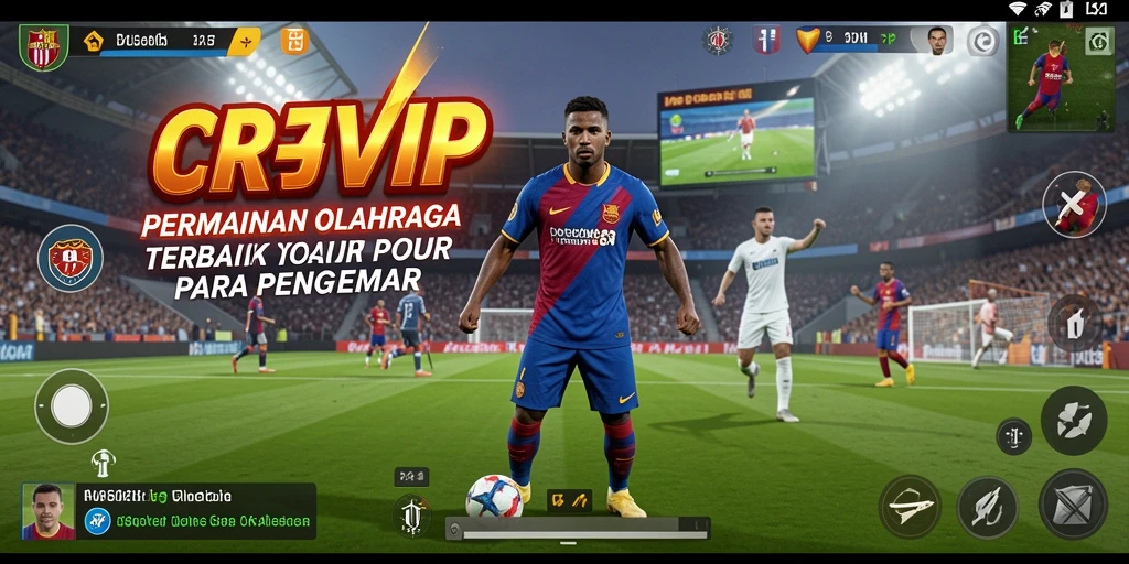 Screenshot utama menunjukkan gameplay aksi penuh dalam berbagai olahraga.