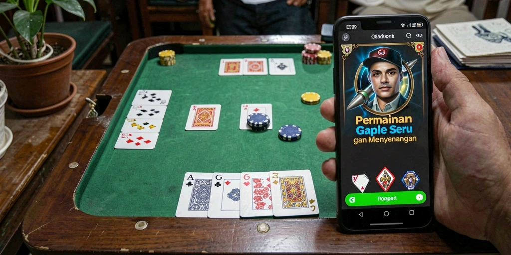 Screenshot gameplay EE789 menampilkan sesi seru bermain Gaple.
