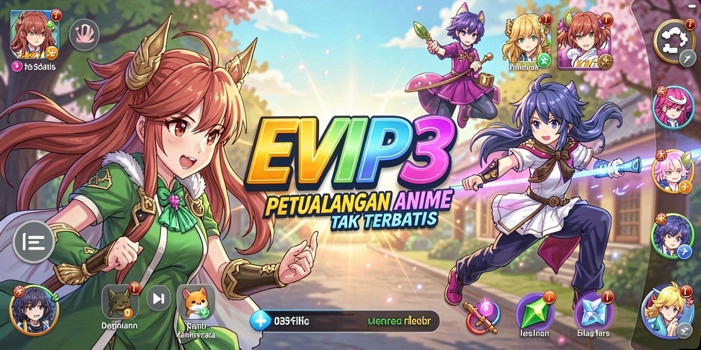 Tampilan memukau dari gameplay EVIP3 yang penuh dengan aksi anime.
