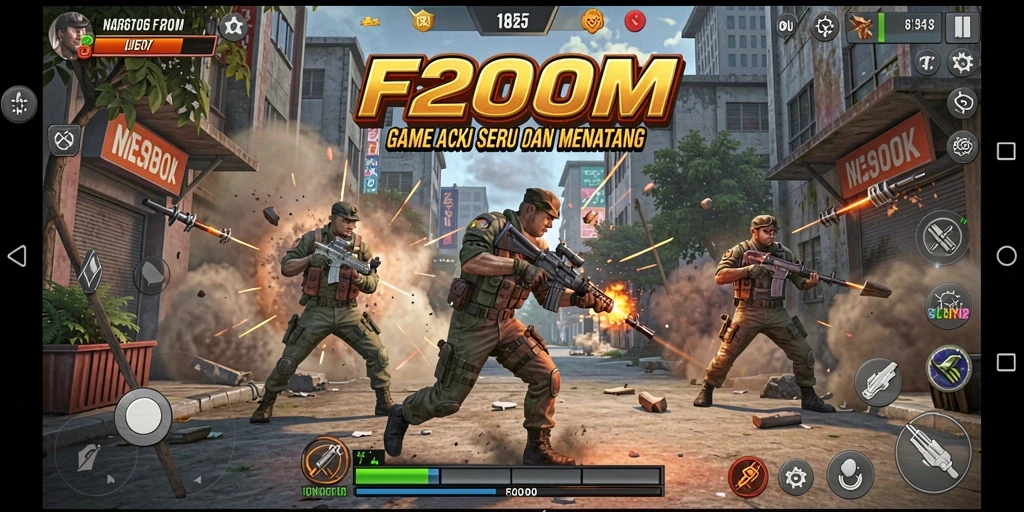Tampilan gameplay seru F200M yang penuh aksi dan tantangan.