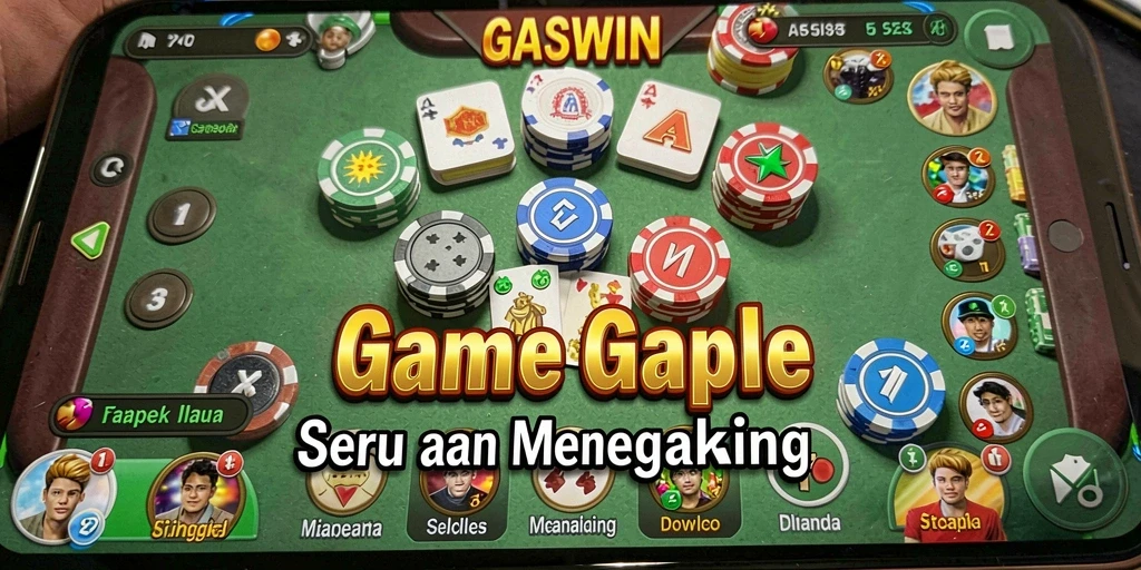 Tampilan gameplay seru dalam permainan Gaple GASWIN.
