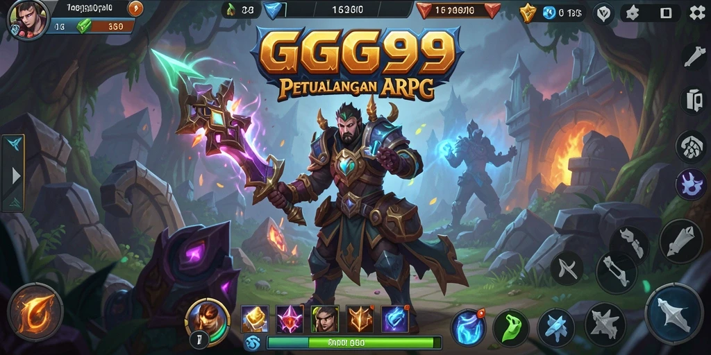 Tampilan penuh aksi gameplay ARPG GG99 yang mengesankan.