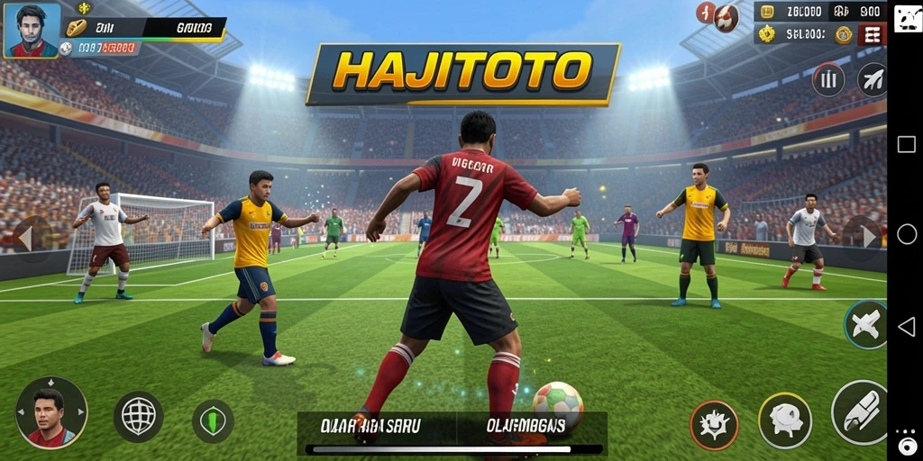 Screenshot menampilkan gameplay <strong>HAJITOTO</strong> yang penuh aksi olahraga.