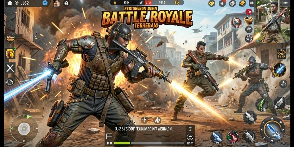 Gameplay seru dalam pertarungan Battle Royale yang intens.