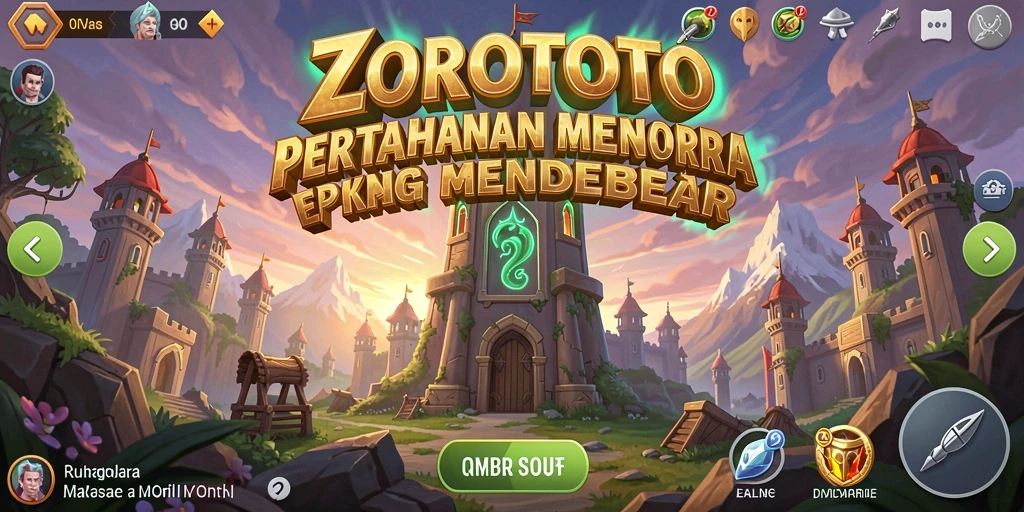 Screenshot menunjukkan aksi mendebarkan dalam game Tower Defense.